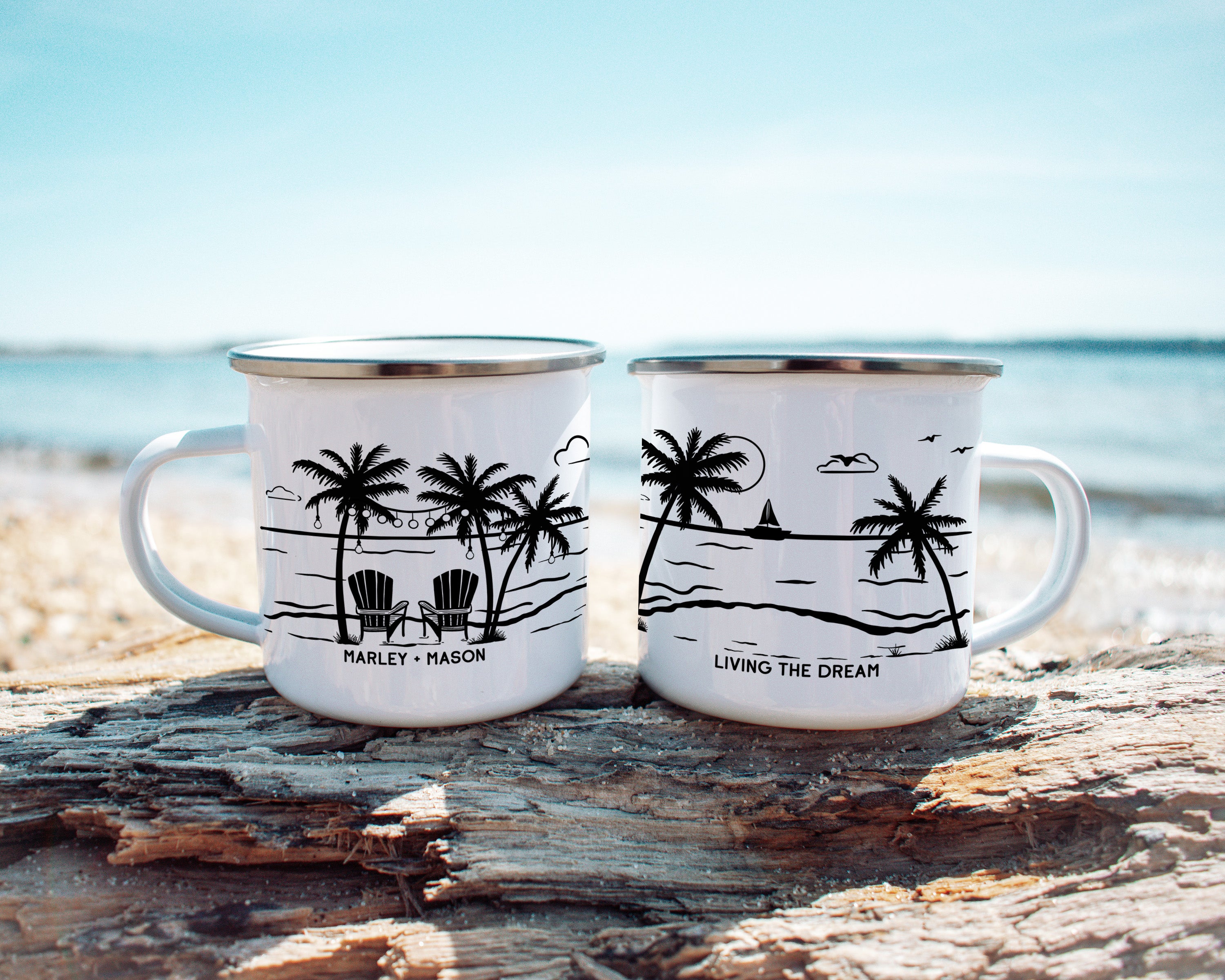 Beach Chairs in the Sand Camp Mug