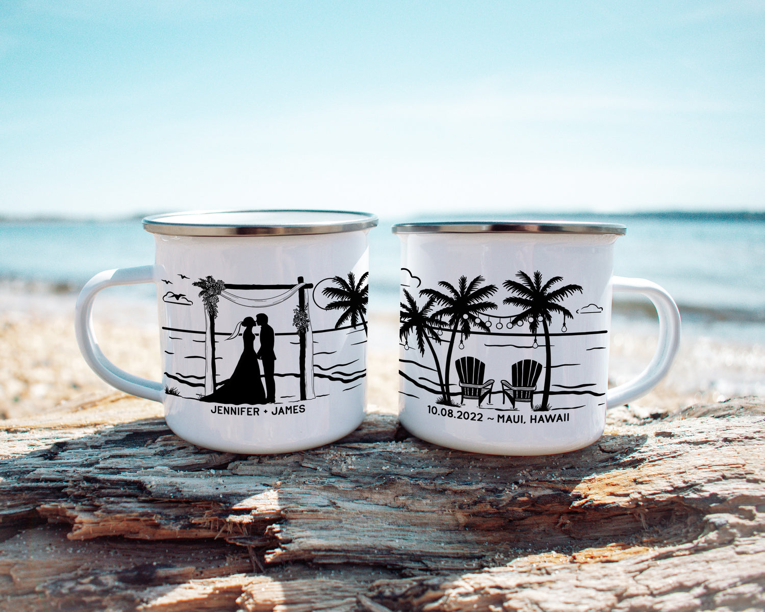 Beach Wedding Ceremony Camp Mug