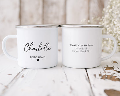 Bridesmaid Wedding Party Enamel Mug