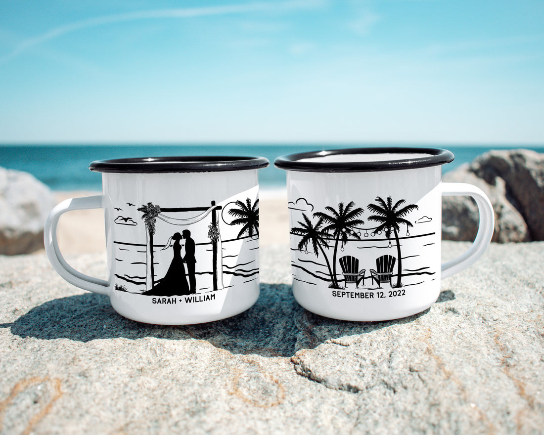 Beach Wedding Ceremony Camp Mug