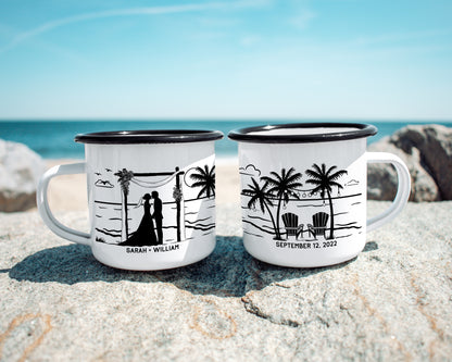 Beach Wedding Ceremony Camp Mug