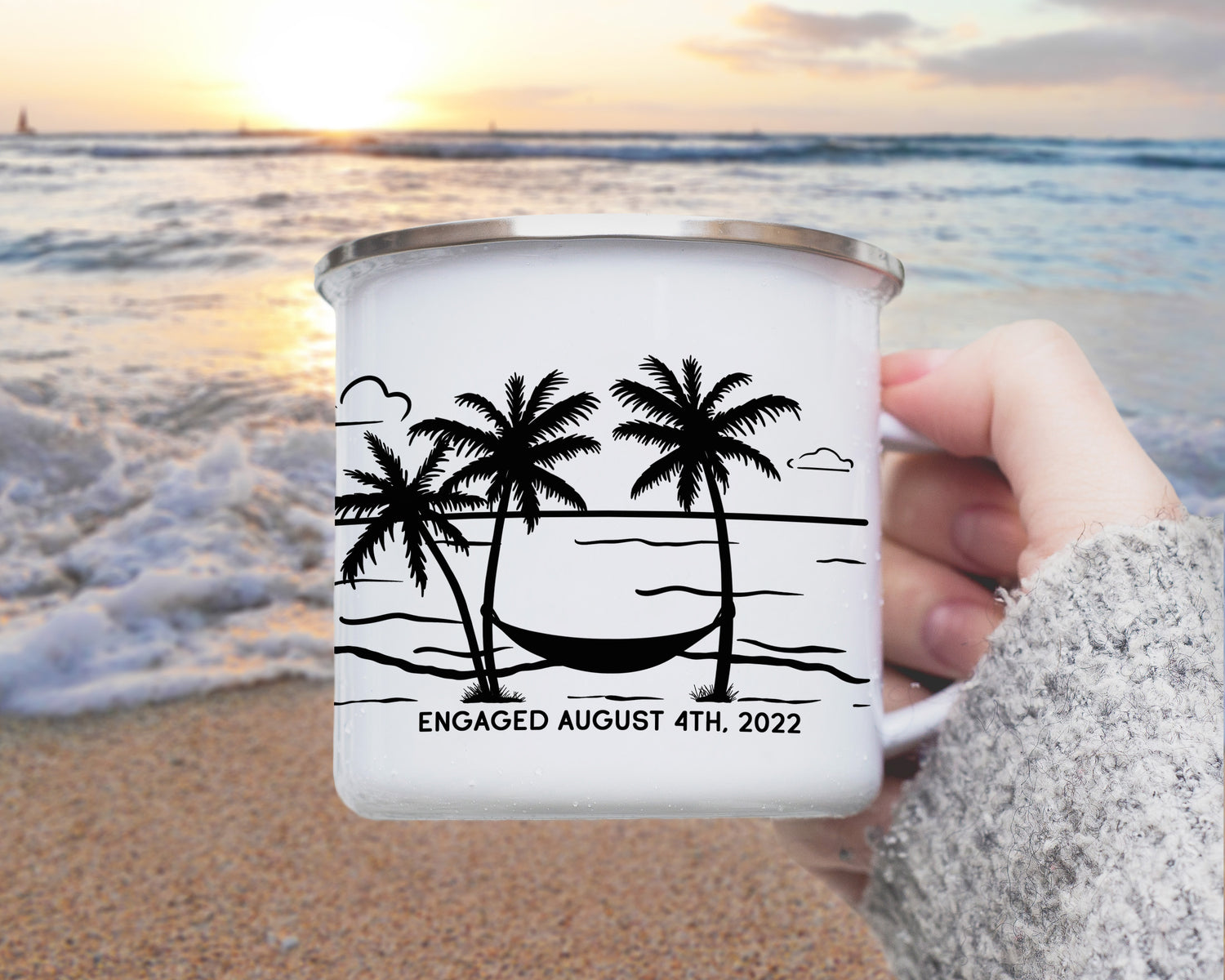 Beach Engagement Camp Mug