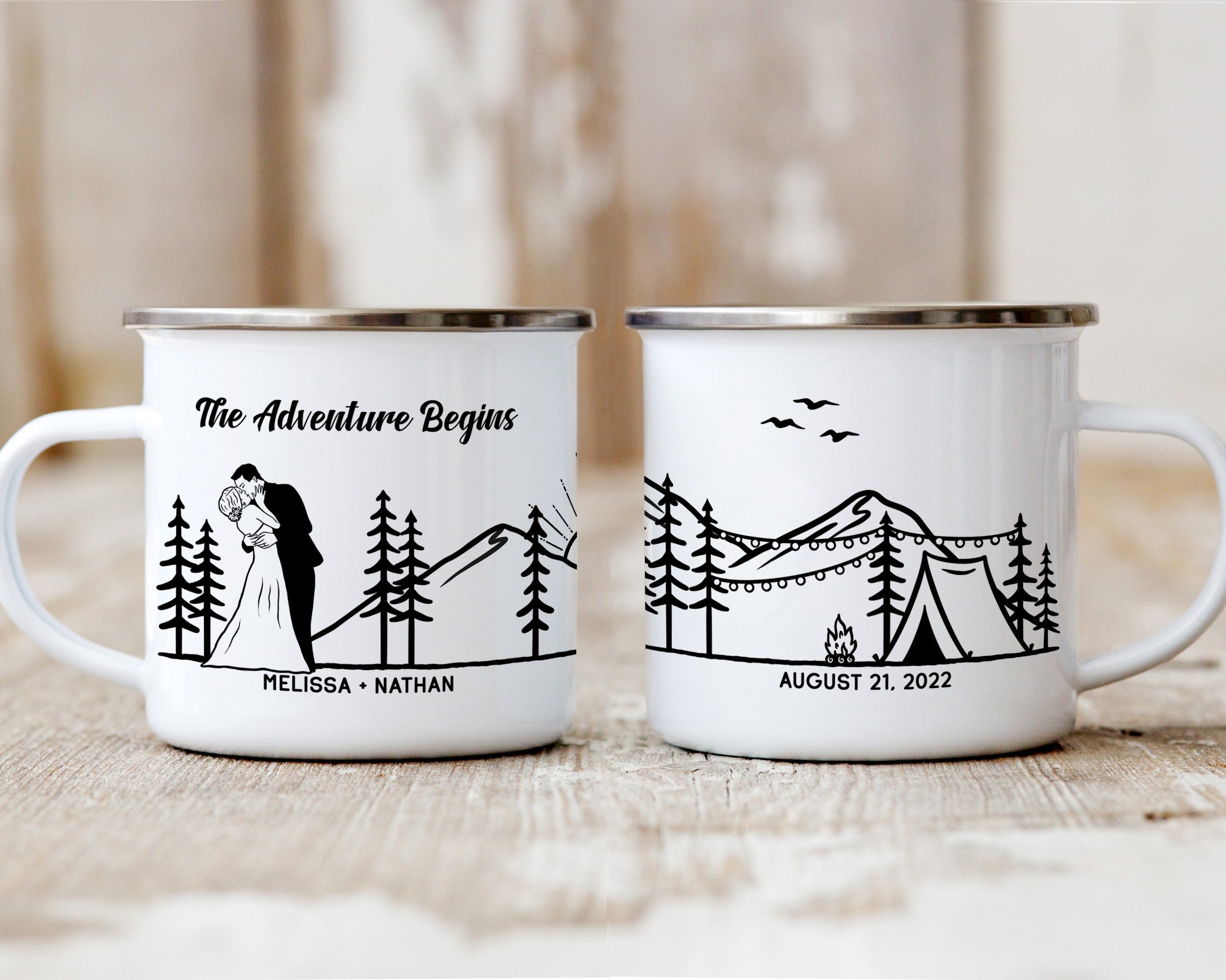 The Adventure Begins Wedding Camp Mug